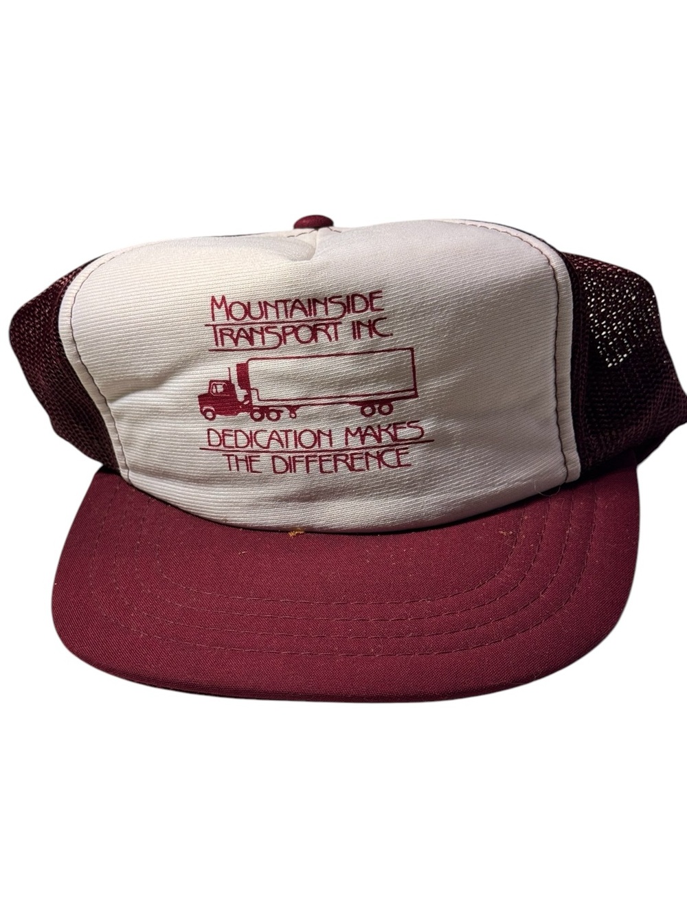 Vintage Mountainside Transport Inc. Mesh Trucker Hat Maroon & White OS